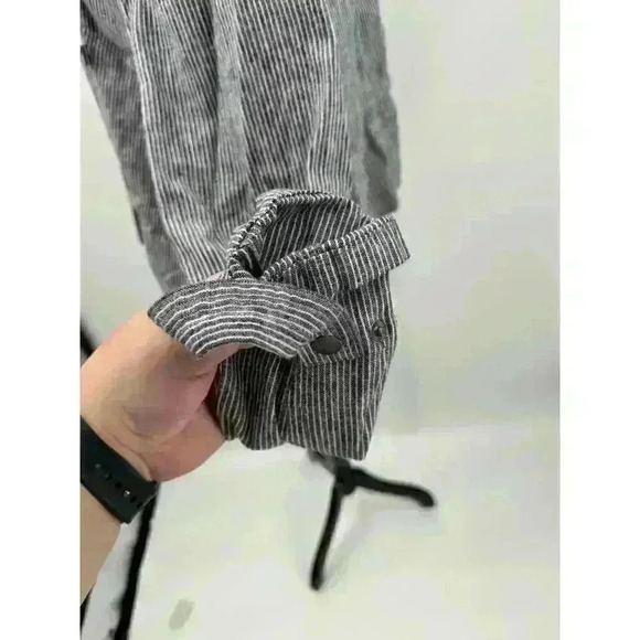 Loft Linen Cotton Blend Zip/Button Up Jacket Blue & White Striped Nautical Small - Picture 6 of 9